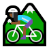 🚵🏾‍♀️ woman mountain biking: medium-dark skin tone display on Windows